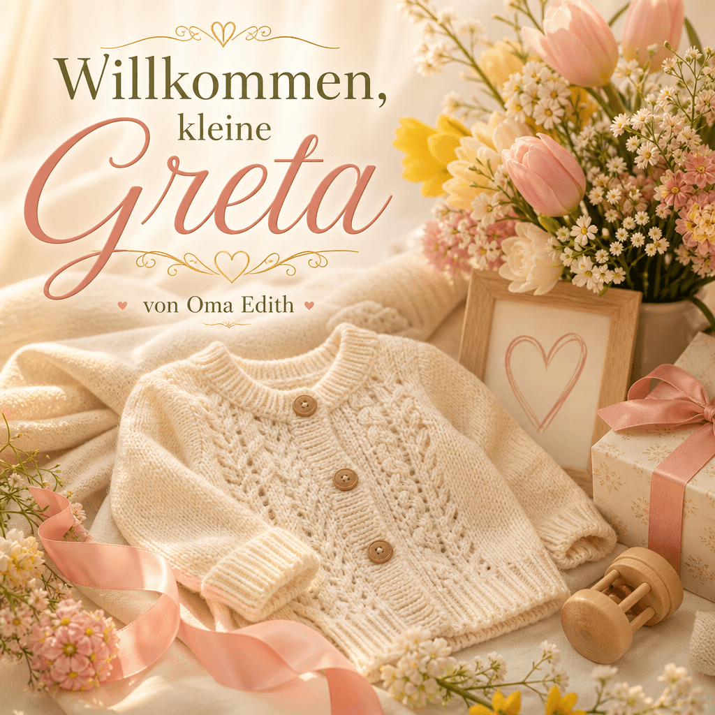 Cover: Zur Geburt: Willkommen, kleine Greta – von Oma Edith