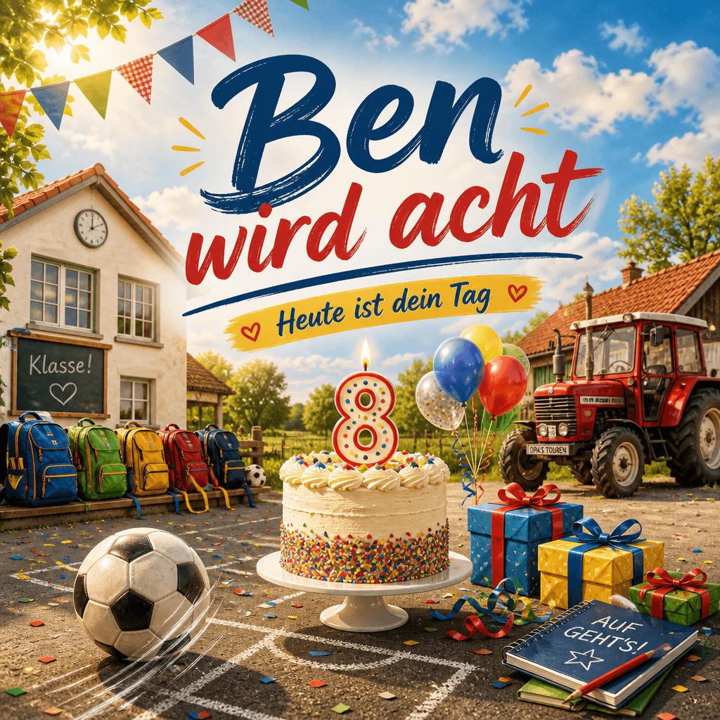Cover: Ben zum 8. Geburtstag – von Hilde: Fußball & Traktor