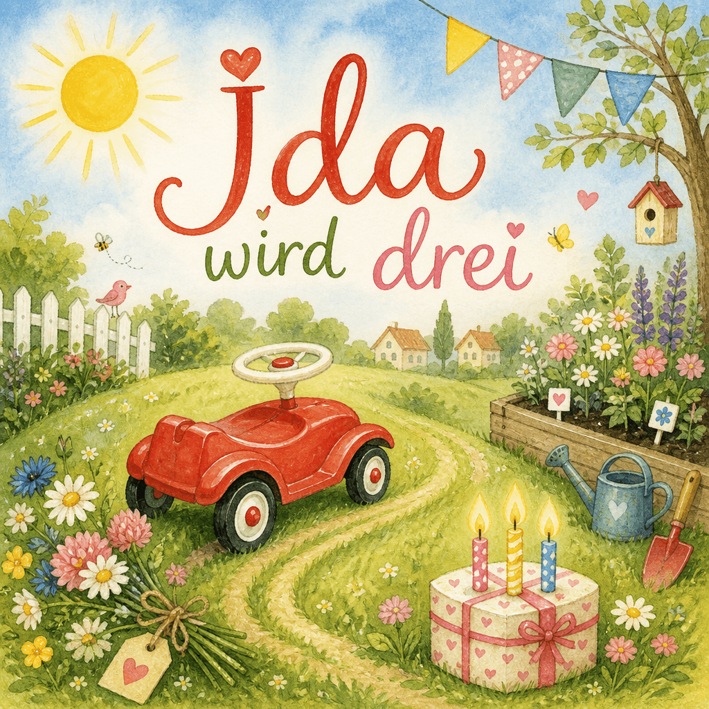 Cover: Ida wird 3 – Bobbycar, Blumen & Garten (Variante A)
