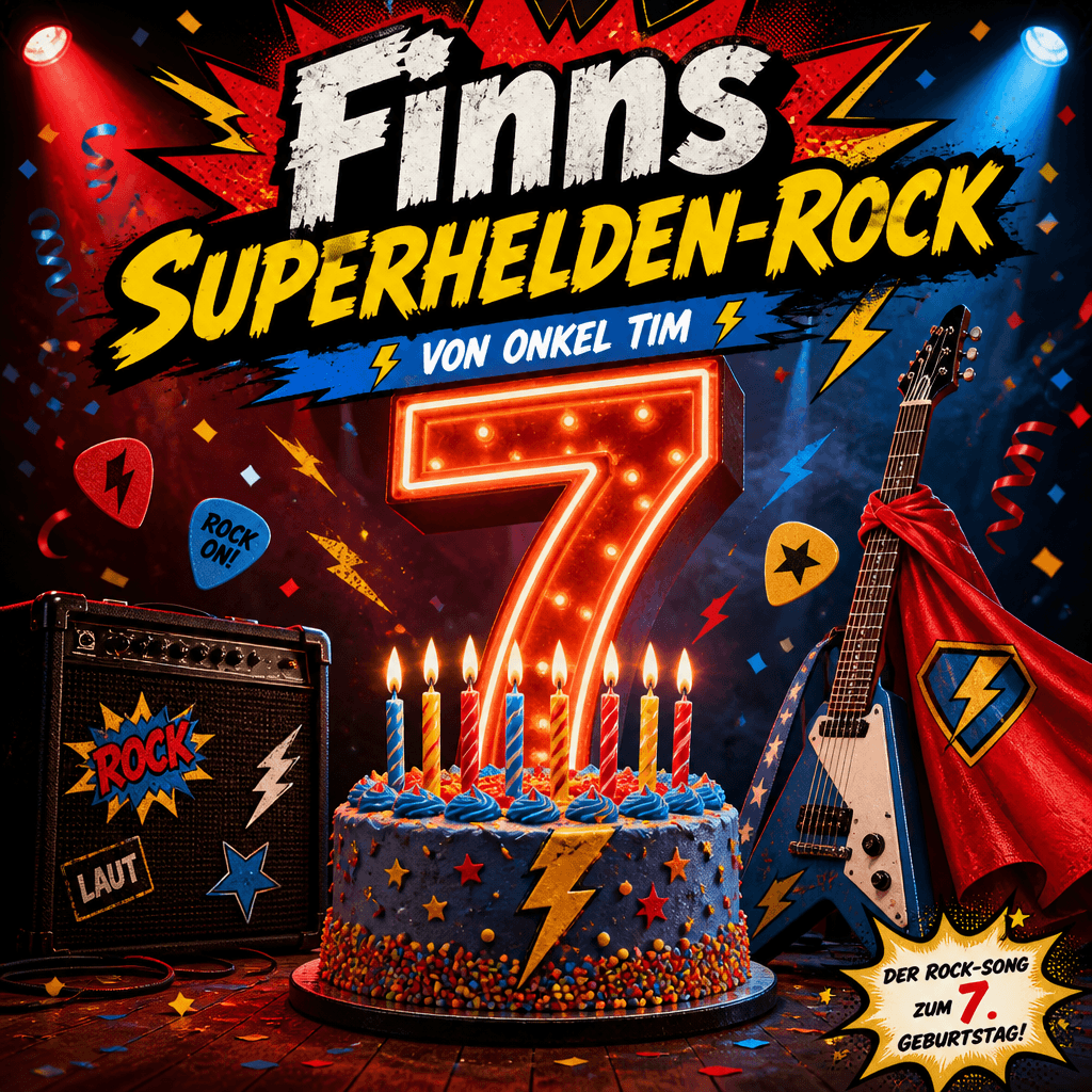 Cover: Finns 7. Geburtstag – Superhelden-Rock von Onkel Tim